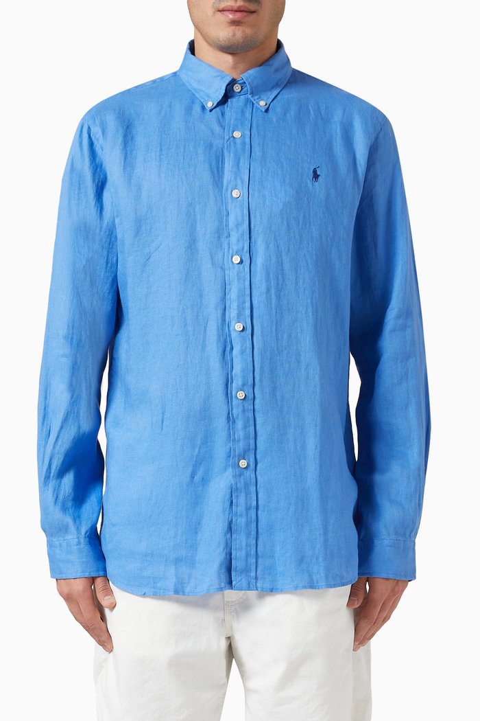 Sports Shirt in Cotton, Blue