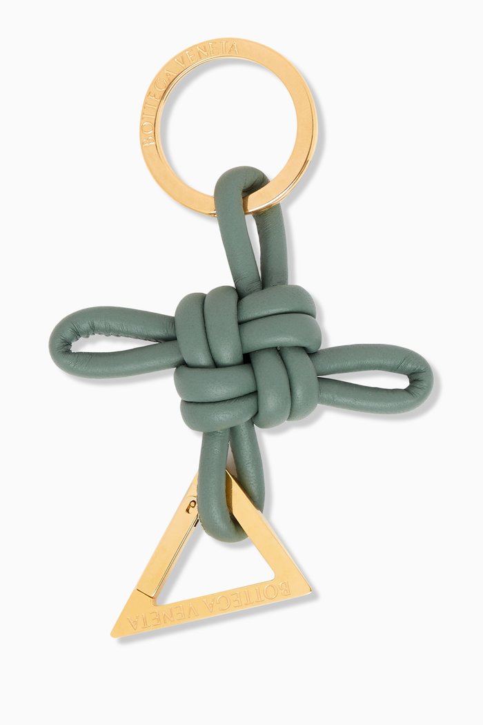 

Triangle Key Ring in Intreccio Nappa, Green
