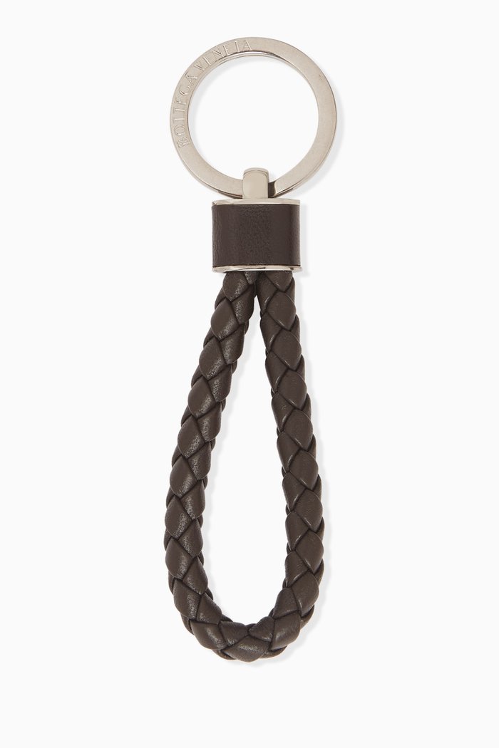 

Key Ring in Intreccio Leather, Brown