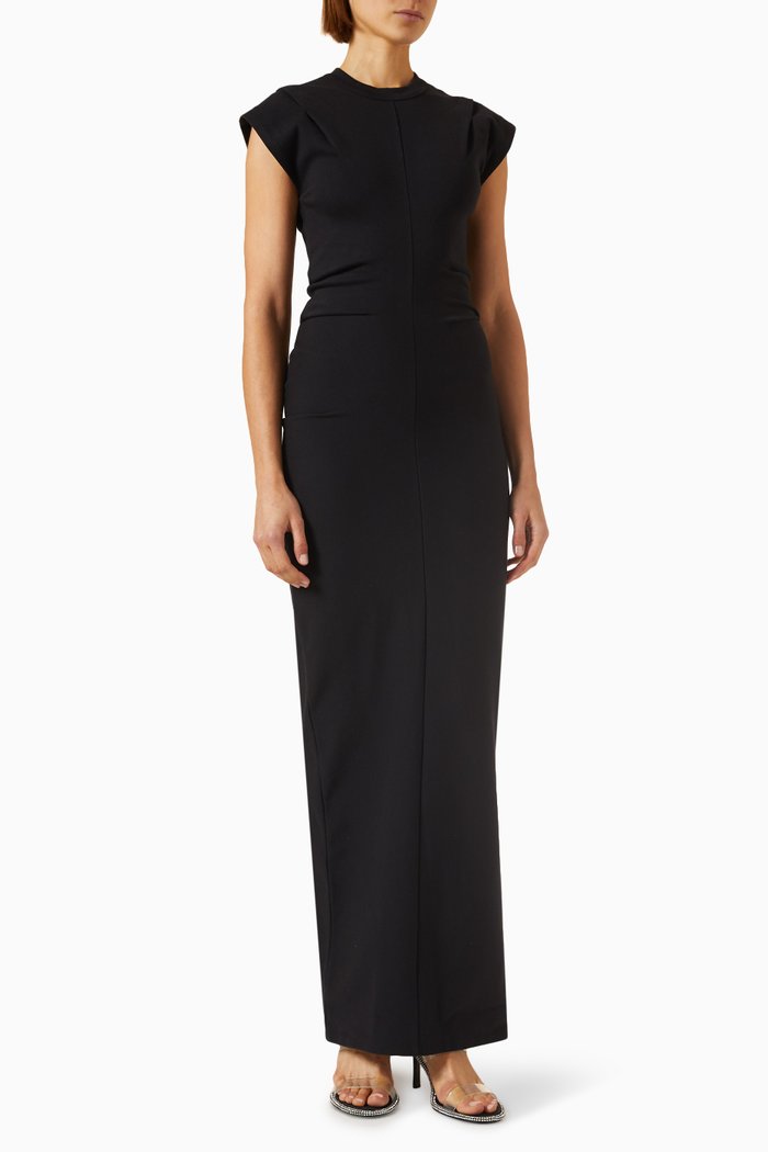 

Crewneck Maxi Dress in Ribbed-jersey, Black