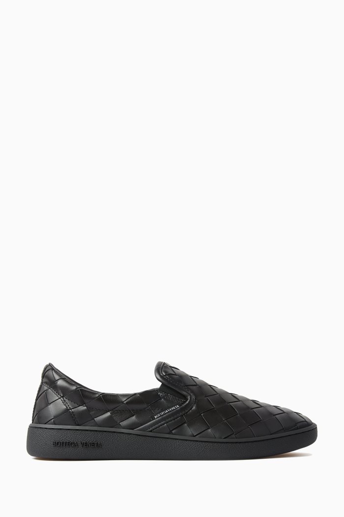 Sawyer Sneakers in Intrecciato Leather, Black