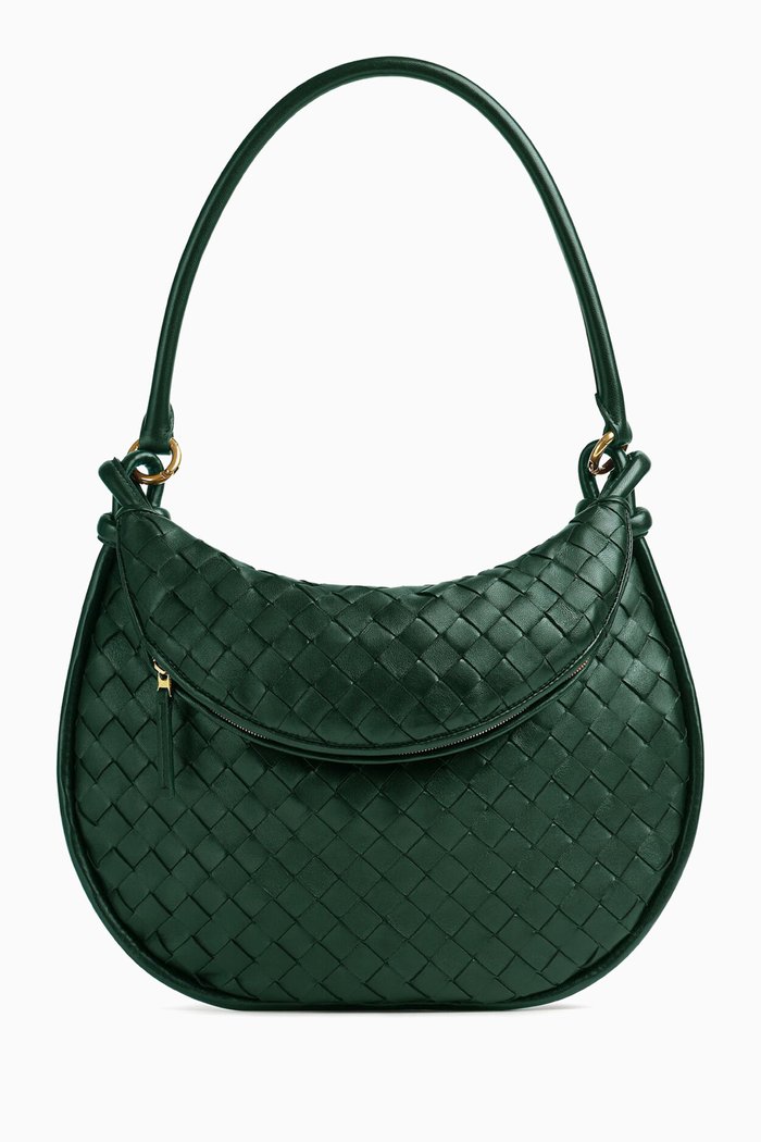 

Medium Gemelli Shoulder Bag in Intrecciato Leather, Green