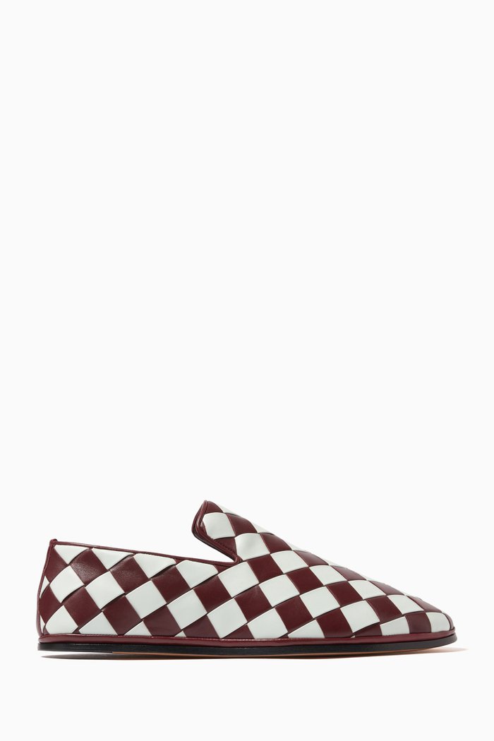 

Sunday Padded Slippers in Intrecciato Leather, Multicolour