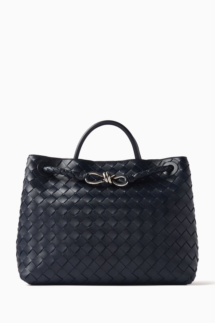 

Medium Andiamo Top-handle Bag in Intrecciato Leather, Blue