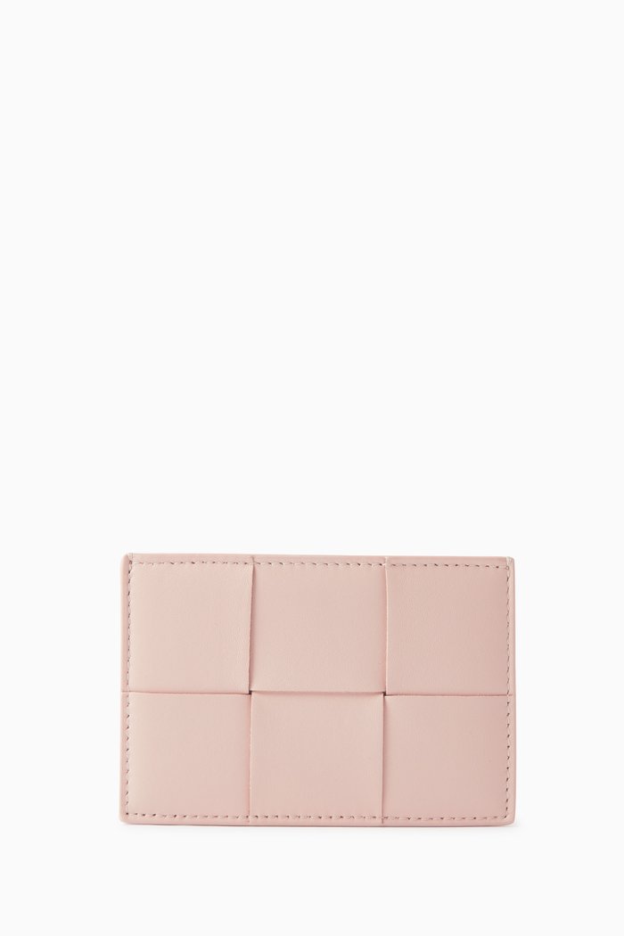 

Cassette Credit Card Case in Intrecciato Leather, Pink