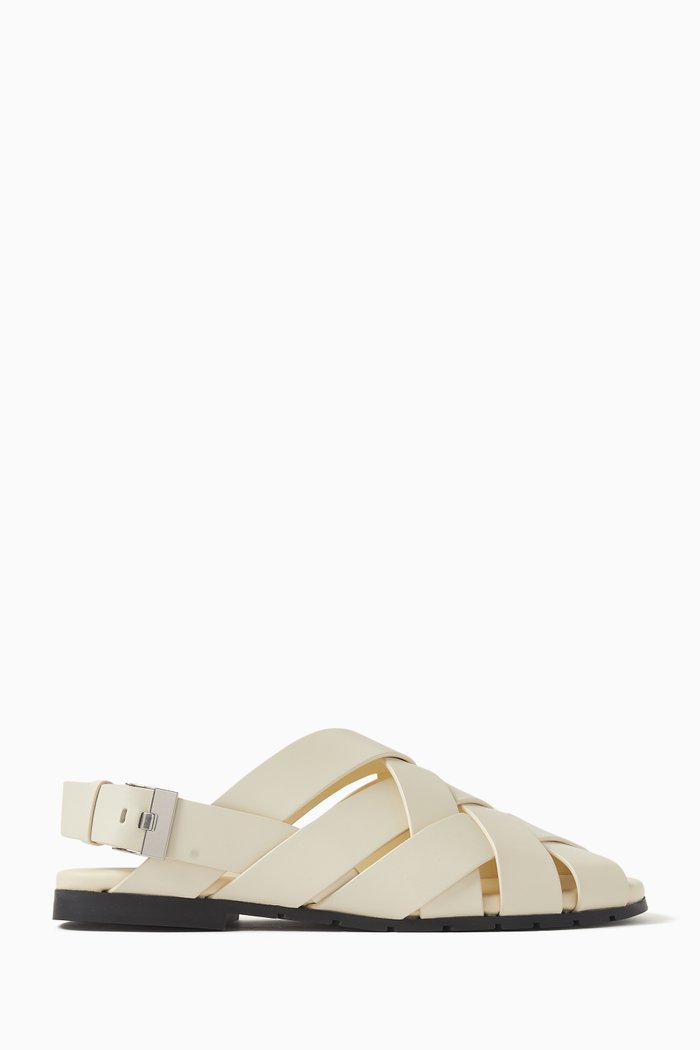 Alfie Sandals in Intrecciato Leather, White