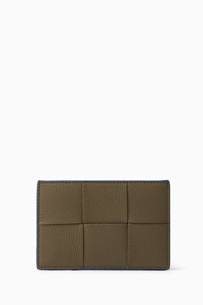 

Cassette Credit Card Holder in Intreccio Leather, Brown