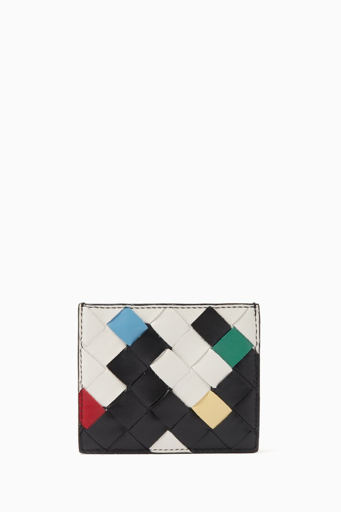 

Card Case in Intrecciato Leather, Multicolour