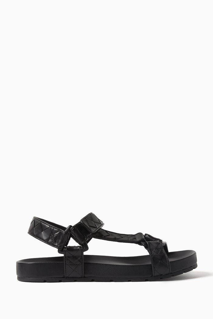 Trip Sandals in Intrecciato Leather, Black