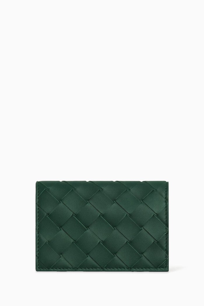 

Business Card Case in Intrecciato Leather, Multicolour