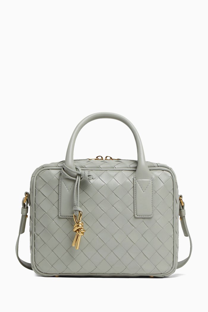 

Small Getaway Top-handle Bag in Intrecciato Leather, Grey
