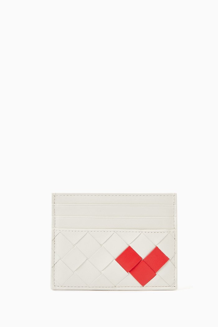 

Credit Card Case in Intrecciato Leather, White