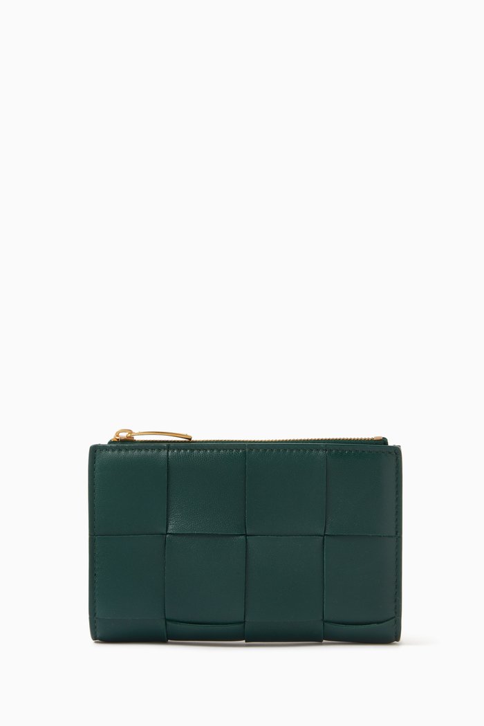

Medium Cassette Bi-fold Wallet in Intrecciato Nappa, Green