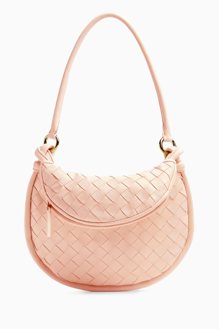 

Small Gemelli Shoulder Bag in Intrecciato Leather, Pink