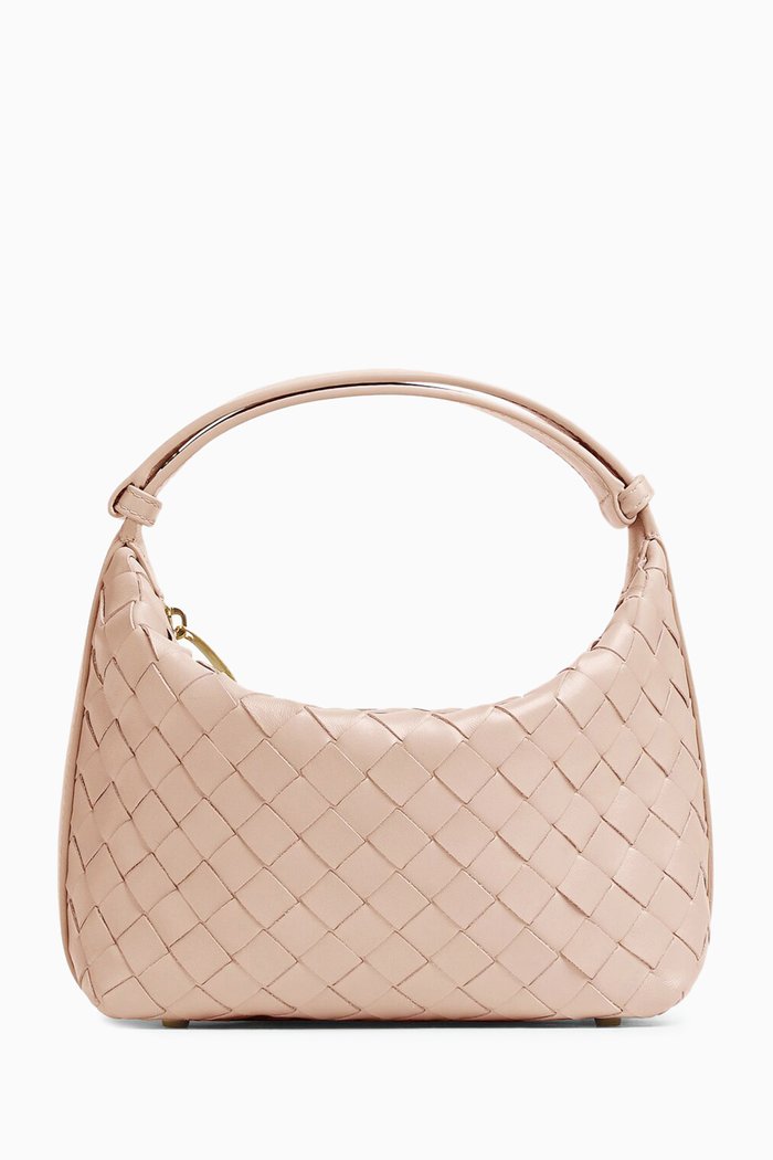 

Mini Wallace Shoulder Bag in Intrecciato Leather, Pink