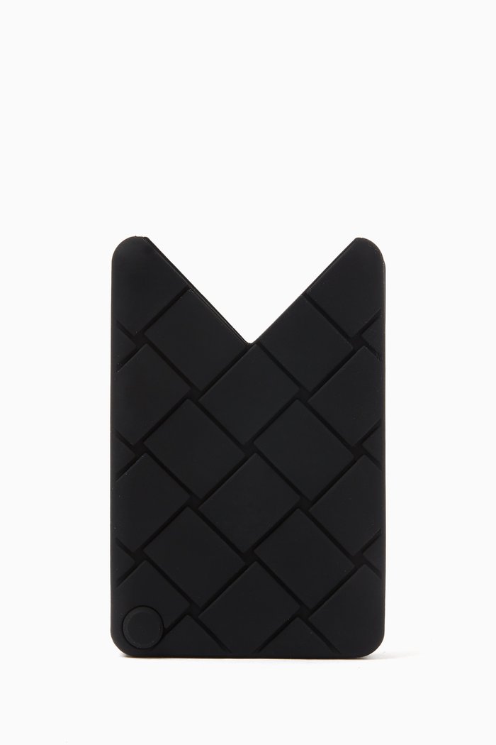 

Fan Credit Card Case in Intreccio Rubber, Black