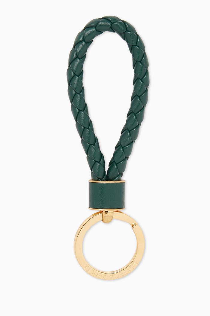 

Key Ring in Intreccio Nappa, Green