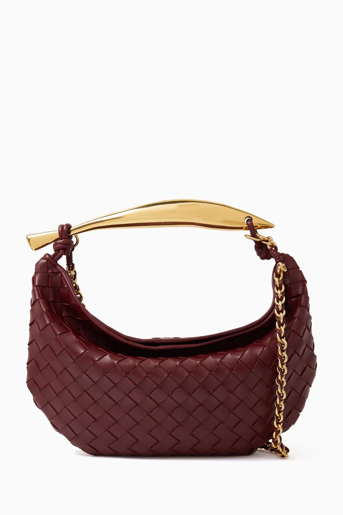 

Mini Sardine Bag in Intrecciato Leather, Burgundy