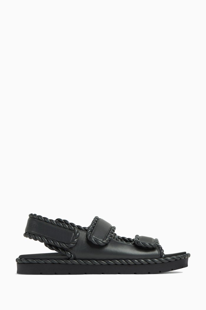 

Jack Flat Sandals in Leather, Grey