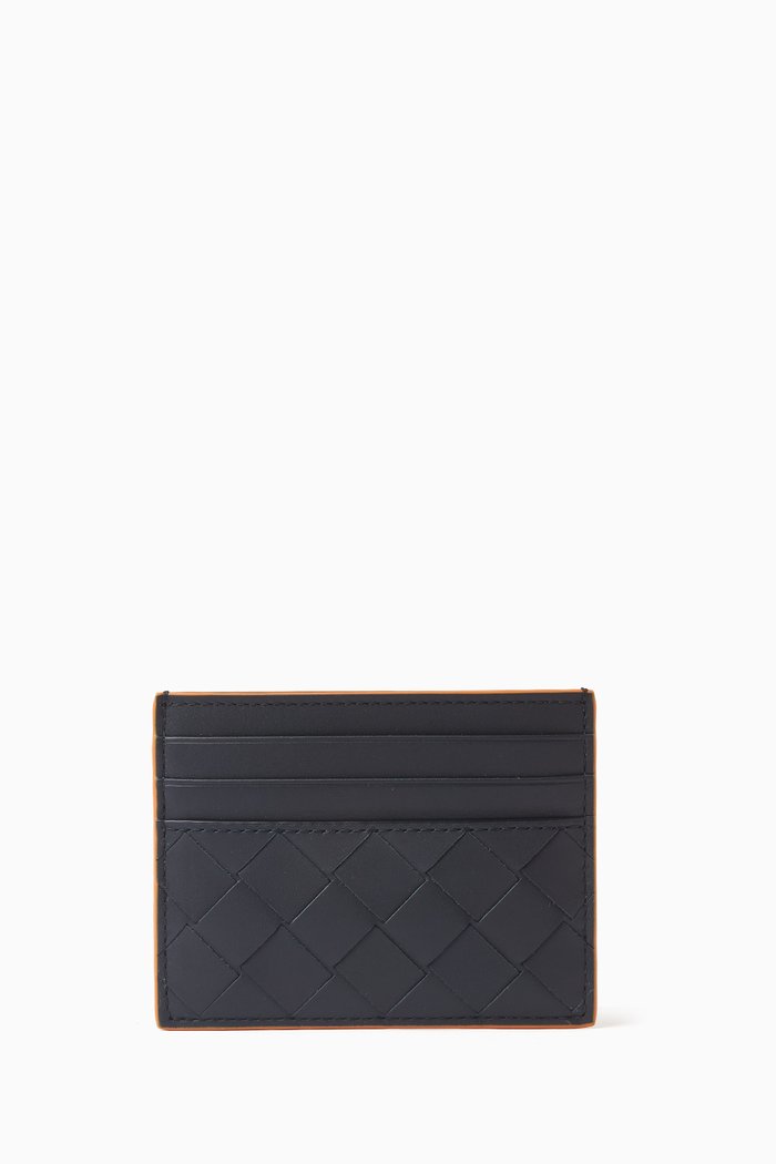 

Card Case in Intrecciato Leather, Blue