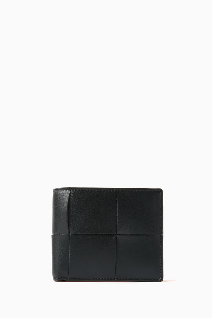 Cassette Bi-fold Wallet in Intrecciato Leather, Multicolour