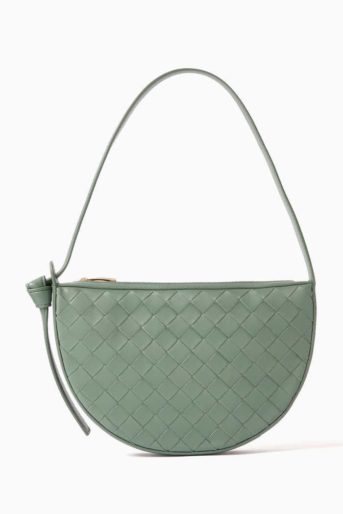

Mini Sunrise Shoulder Bag in Intrecciato Leather, Green