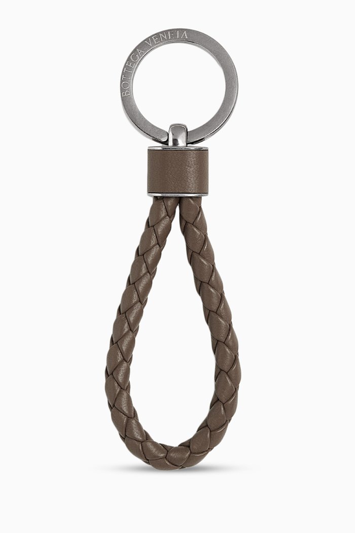 

Key Ring in Intreccio Leather, Brown
