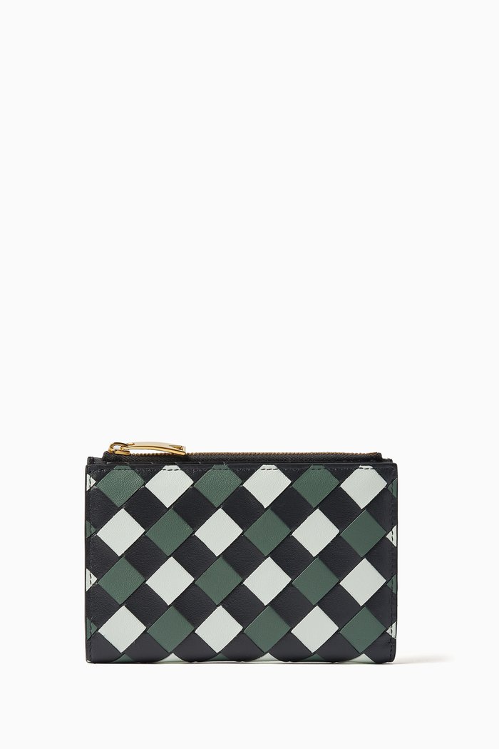 

Medium Bi-Fold Zip Wallet in Intrecciato Leather, Multicolour
