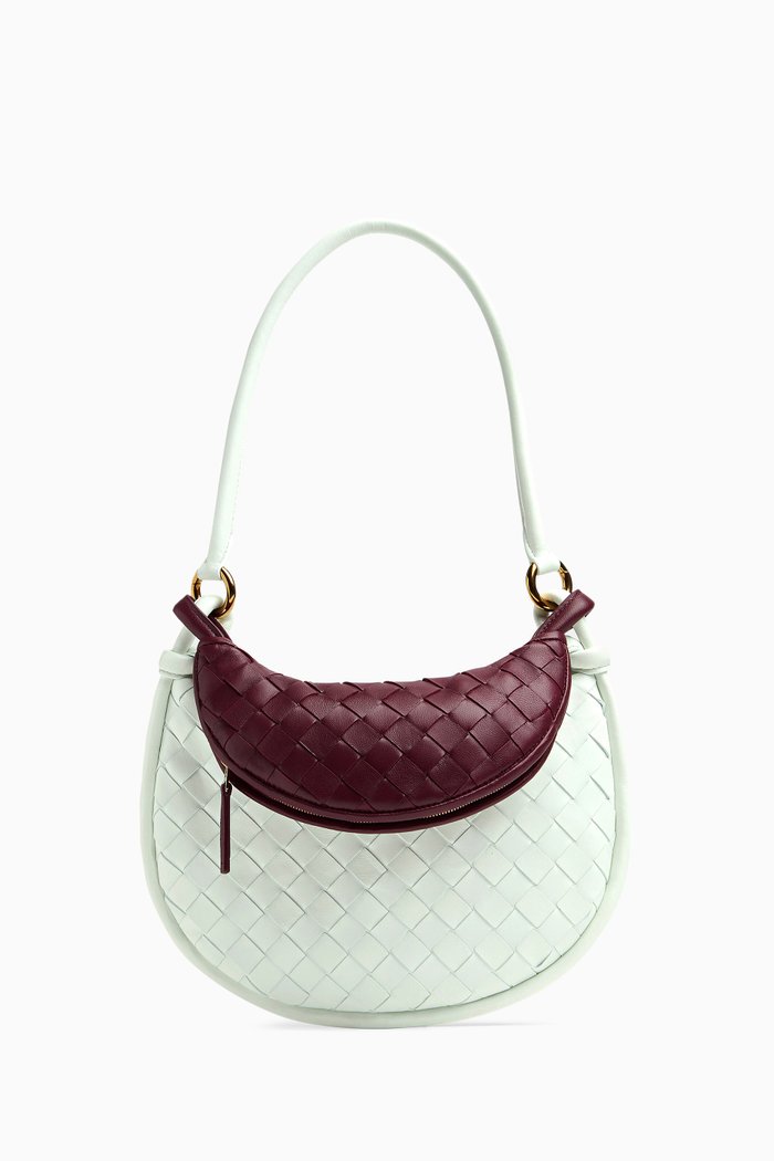 

Small Gemelli Bi-colour Shoulder Bag in Intrecciato Leather, Green