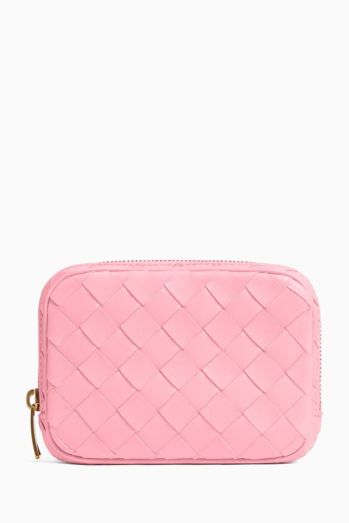 

Teen Zip Pouch in Intrecciato Leather, Pink