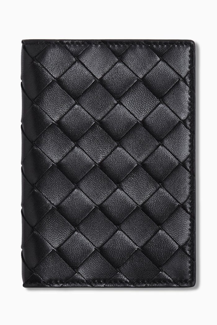 

Passport Case in Intrecciato Calfskin, Black