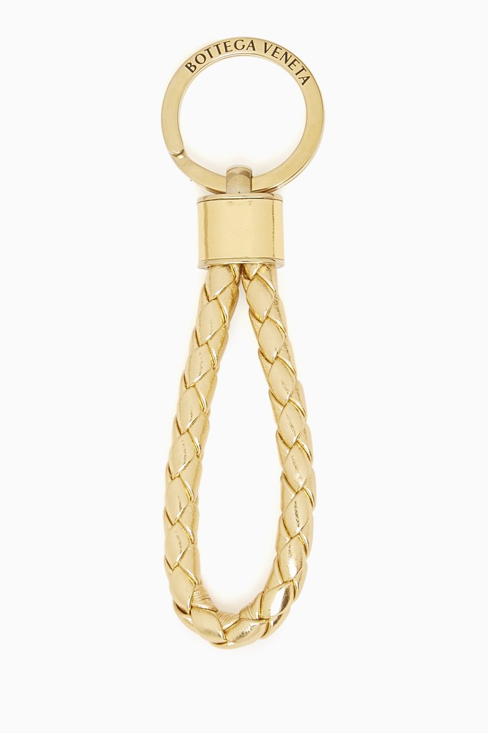 

Key Ring in Metallic Intreccio Nappa, Gold