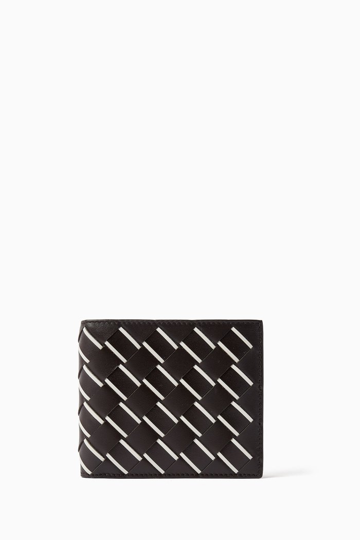 

Bi-fold Wallet in Intrecciato Leather, Brown