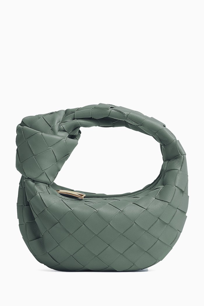 

Candy Jodie Top Handle Bag in Intrecciato Leather, Green
