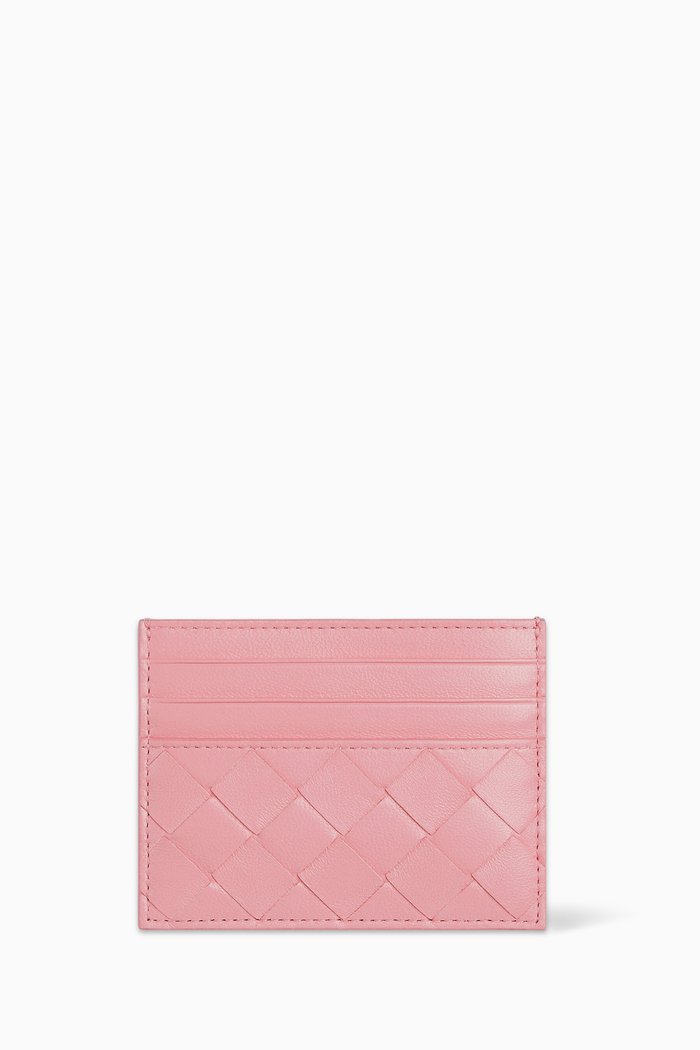 

Credit Card Case in Intrecciato Leather, Pink