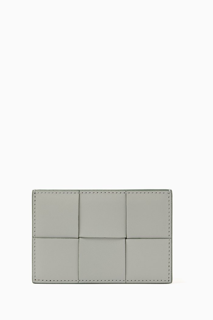 

Cassette Credit Card Case in Intrecciato Leather, Green