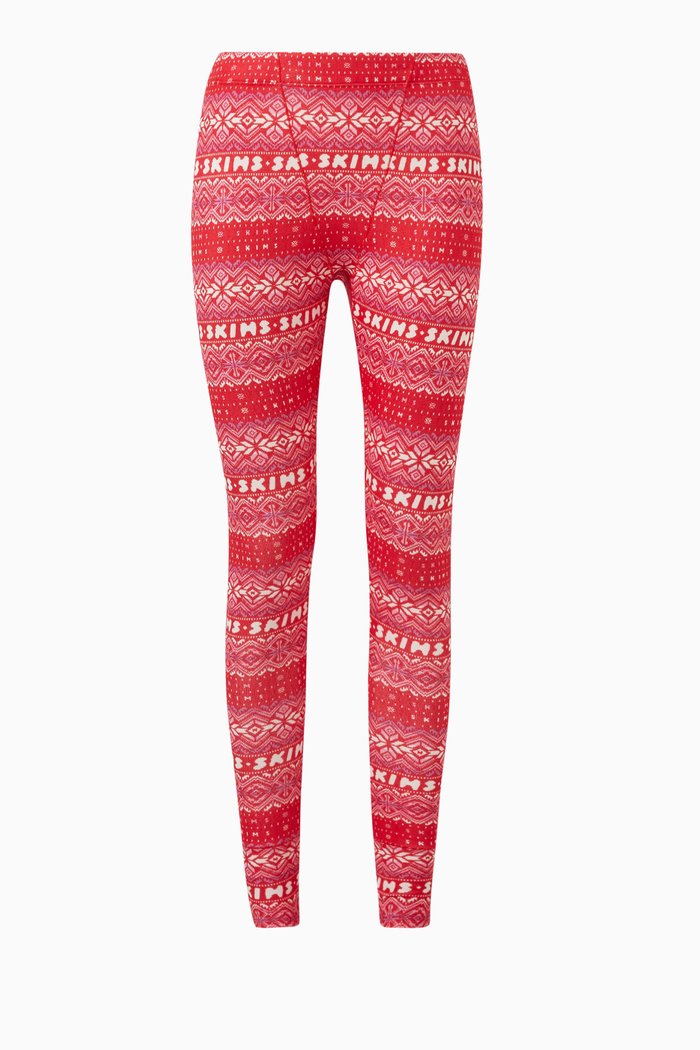

Logo Plush Pointelle Leggings in Micro-Modal, Red