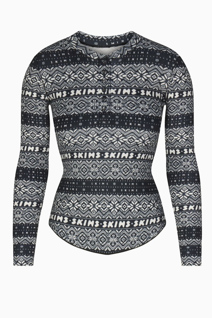 

Plush Pointelle Henley in Stretch Micro Modal, Grey