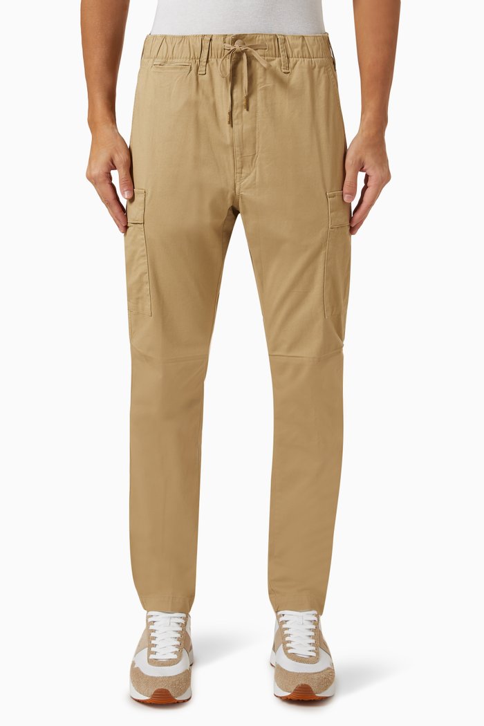 

Slim-fit Cargo Pants in Stretch Cotton Twill, Neutral