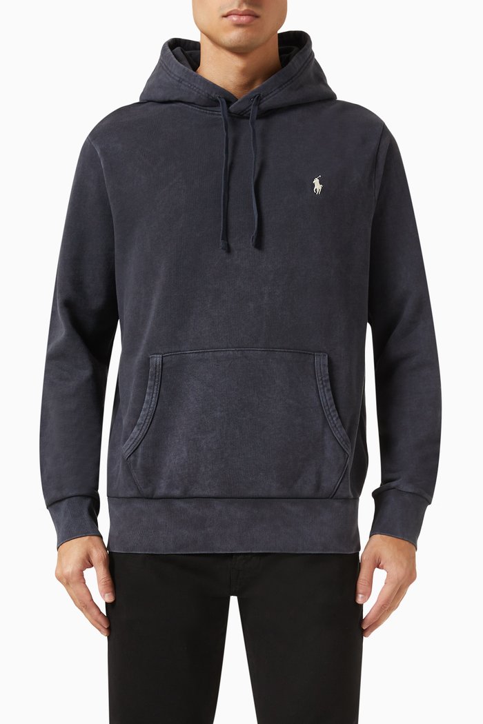 

Logo Hoodie in Loopback Fleece, Black