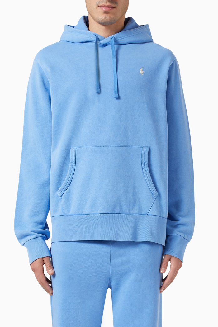 

Logo Hoodie in Cotton-blend Fleece, Blue