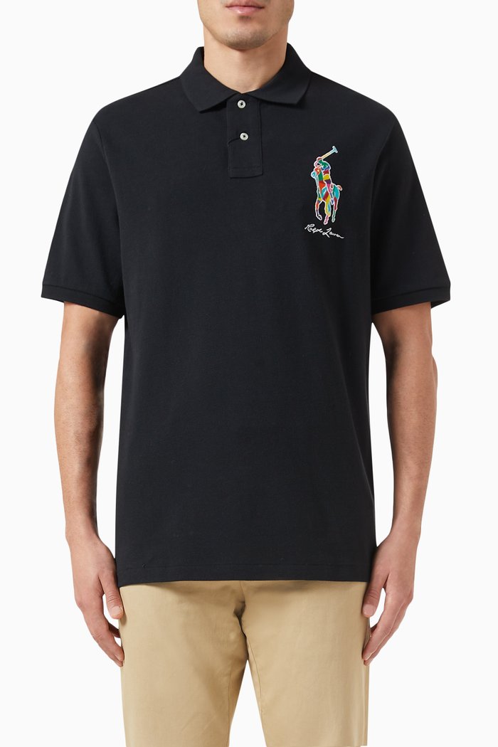 Polo Shirt in Cotton Piqué, Black