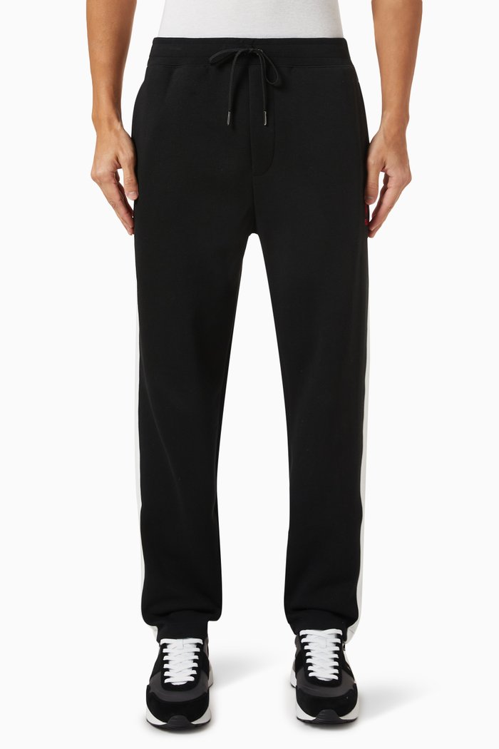 Logo Track Pants in Cotton Blend, Black