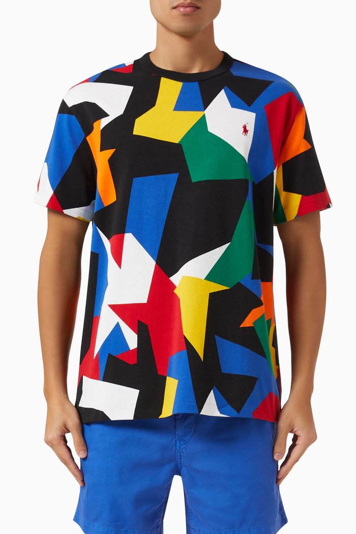 

Abstract-print Logo T-shirt in Cotton, Multicolour