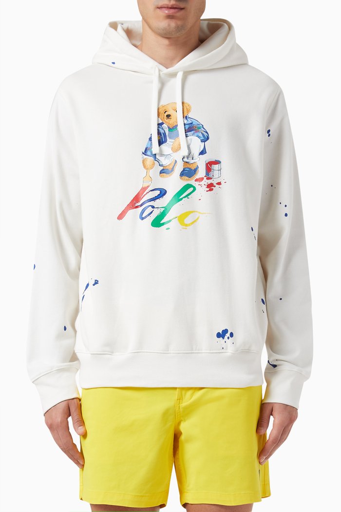 

Paint Bear Hoodie in Fleece, White
