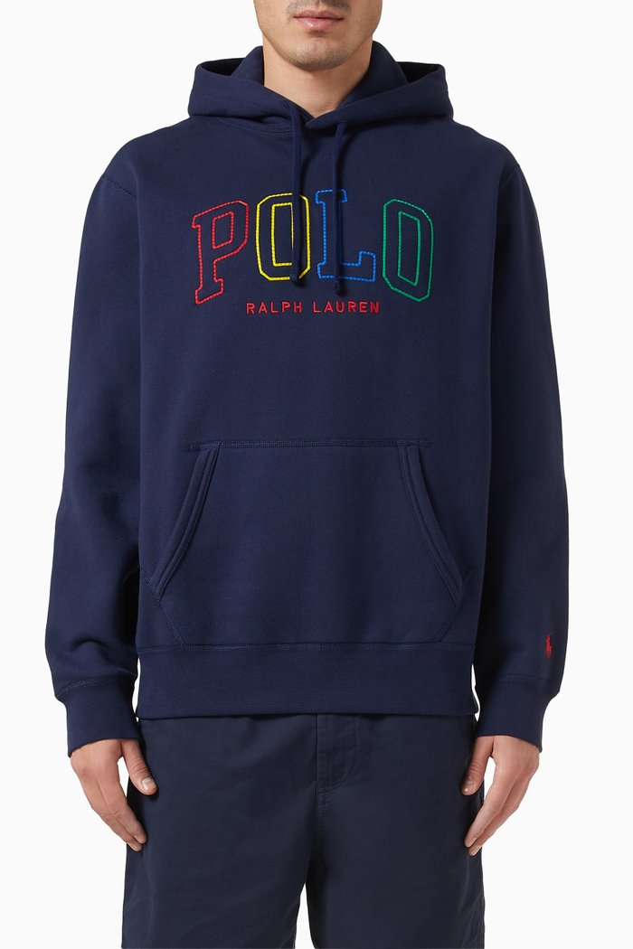 

Logo Hoodie in Cotton Blend, Blue