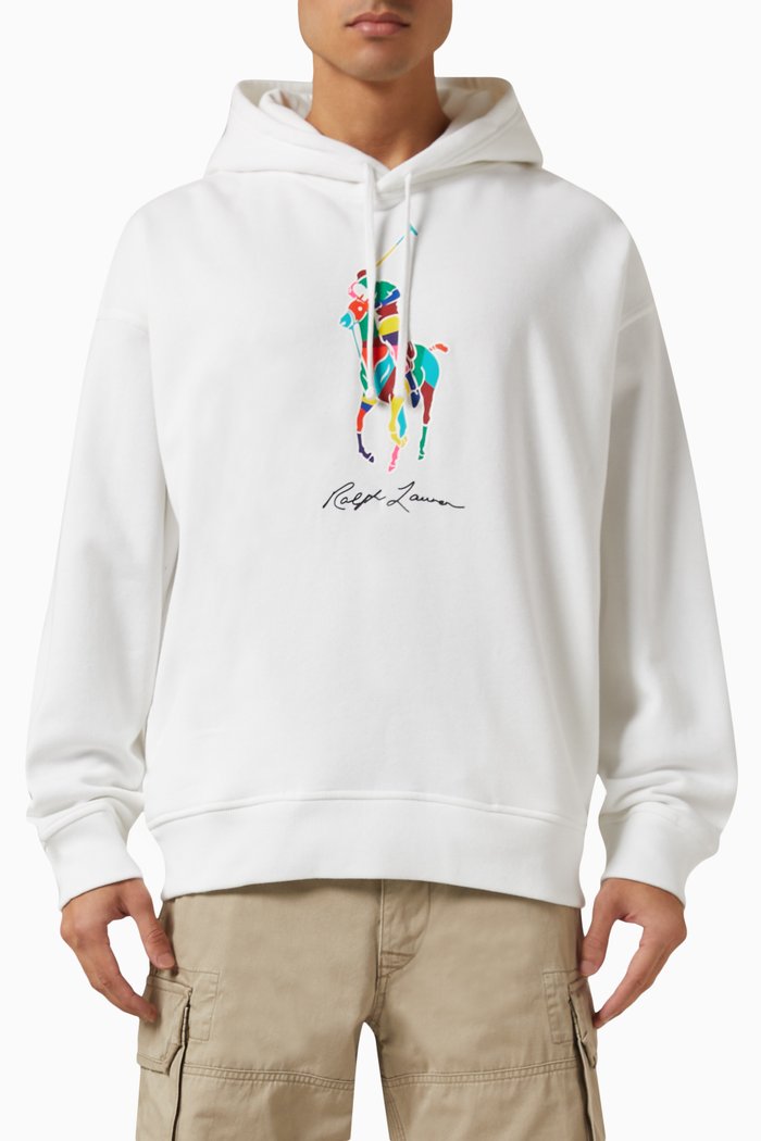 

Big Pony Hoodie in Cotton Blend Fleece, White