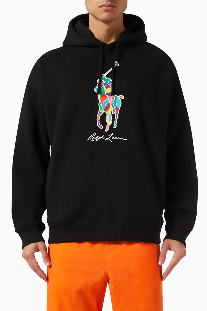 

Big Pony Hoodie in Cotton-blend Fleece, Black