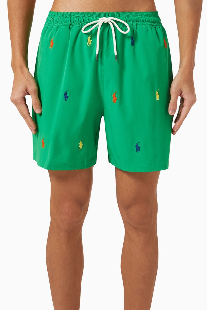 

Traveler Classic Logo Swim Trunk in Stretch Nylon, Green