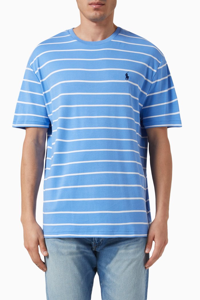 

Classic Fit Striped T-shirt in Cotton, Blue